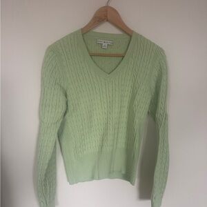 Tommy Hilfiger Mint Green Cable-Knit V-Neck Sweater